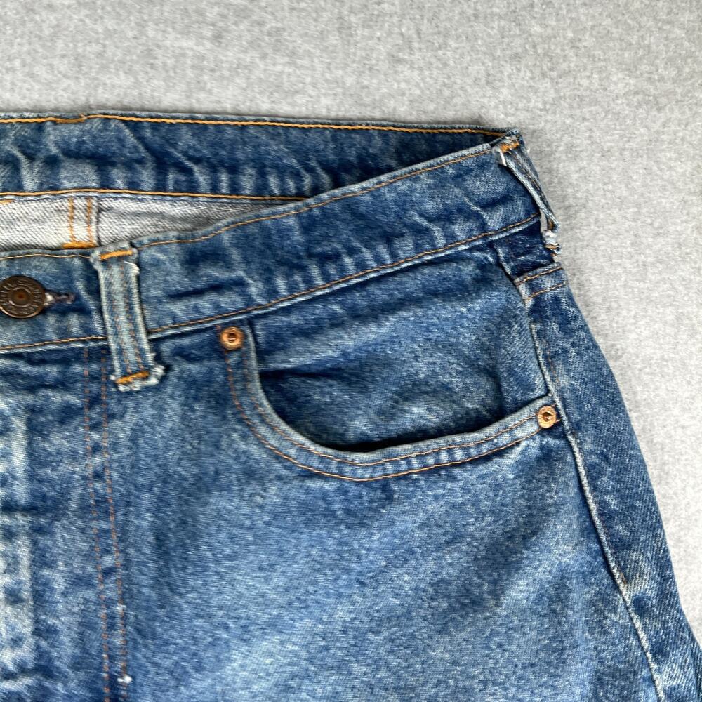 Levis 505 XX Pants Jeans 36x30 Blue Denim Straight Leg Distressed Mens - Picture 6 of 10